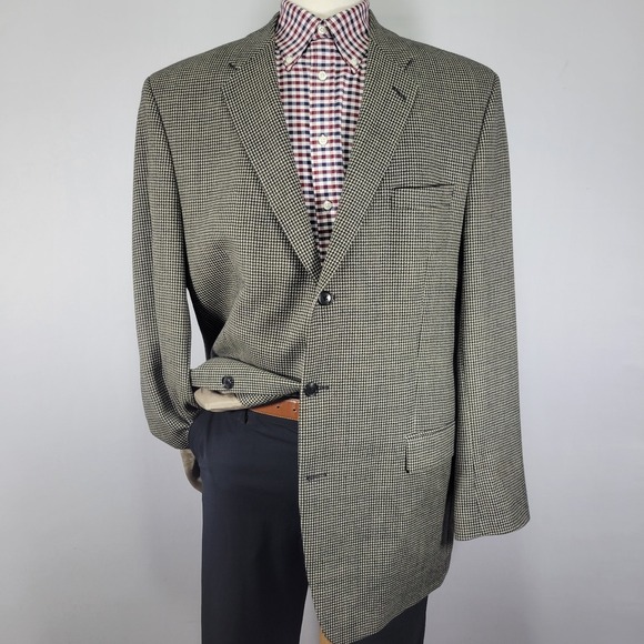 Calvin Klein Men's Sport Coat Blazer Three Button Beige Black Wool 46XL